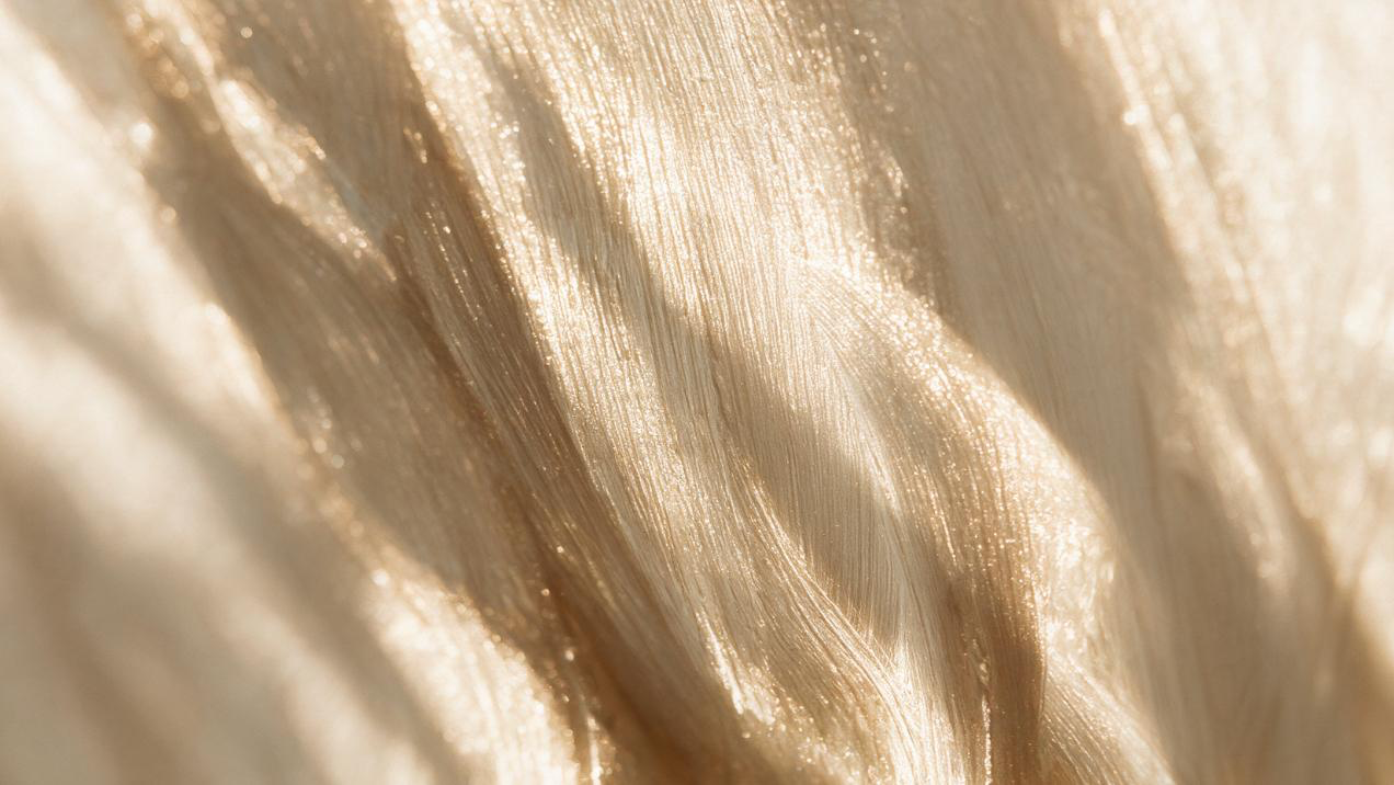 Textura satinada champagne con reflejos dorados — universo Beet & Bloom